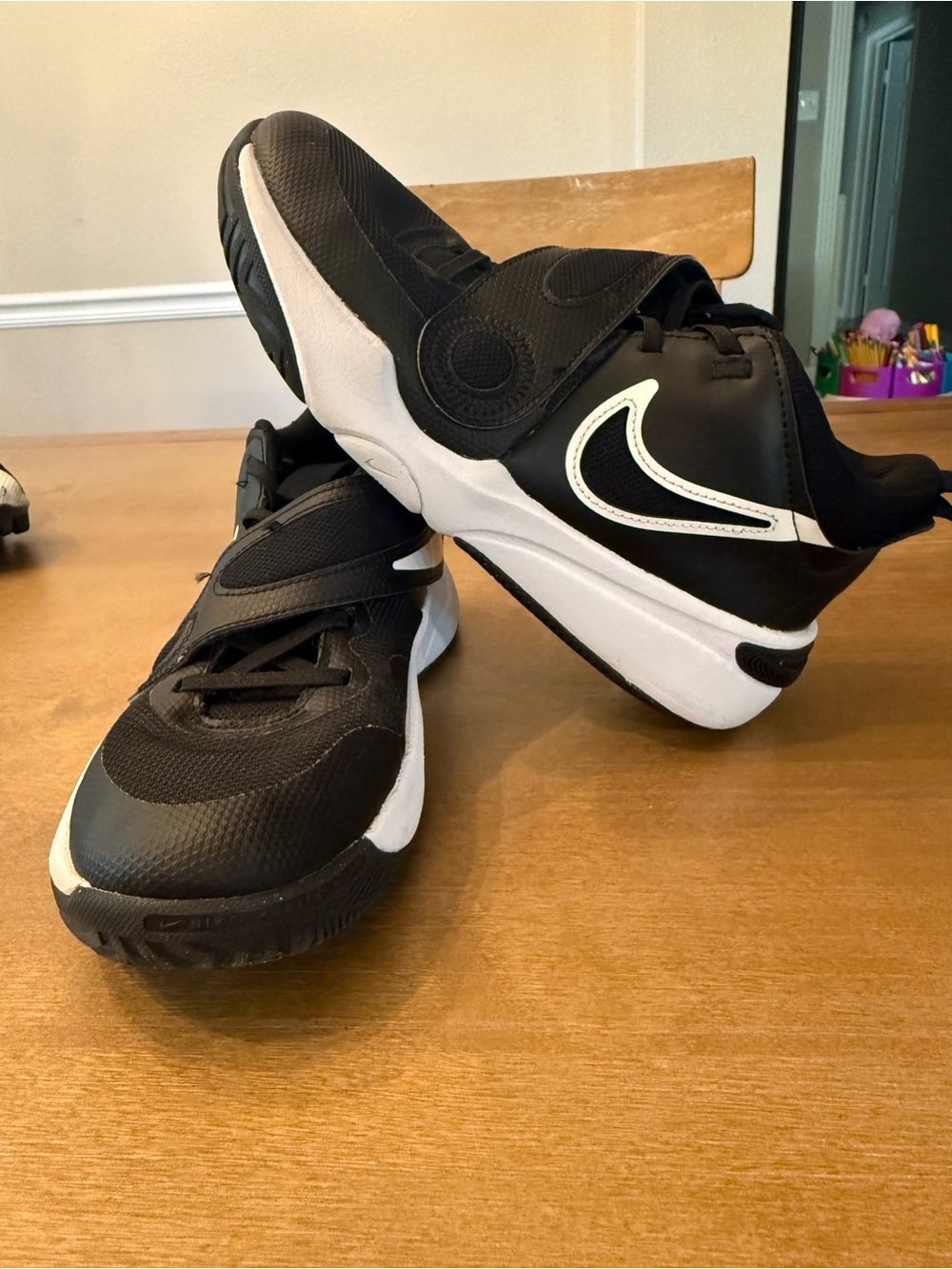 Nike Kids Black and White Velcro Strap Sneakers
